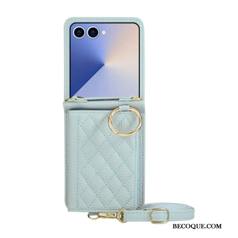 Kuori Samsung Galaxy Z Flip 7 Tikattu Lompakko Olkahihnalla