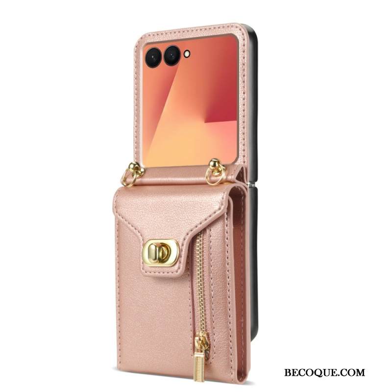 Kuori Samsung Galaxy Z Flip 7 Vetoketjullinen Lompakko Ja Olkahihna Suojakuori