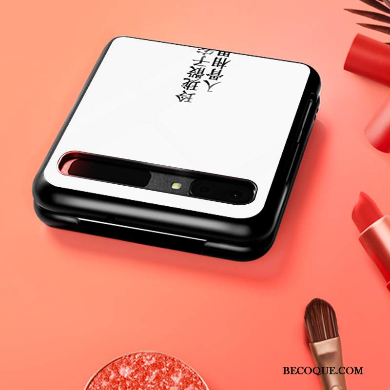 Kuori Samsung Z Flip Tila Murtumaton Valkoinen, Kotelo Samsung Z Flip Suojaus Kova Lasi