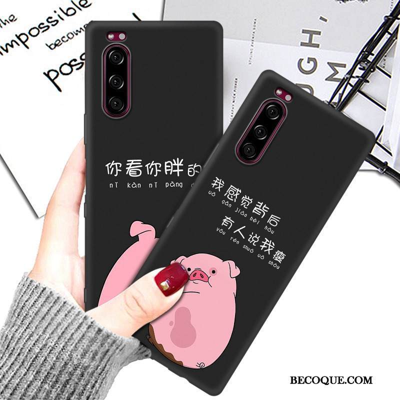 Kuori Sony Xperia 5 Silikoni Rakastunut Net Red, Kotelo Sony Xperia 5 Suojaus Musta Murtumaton