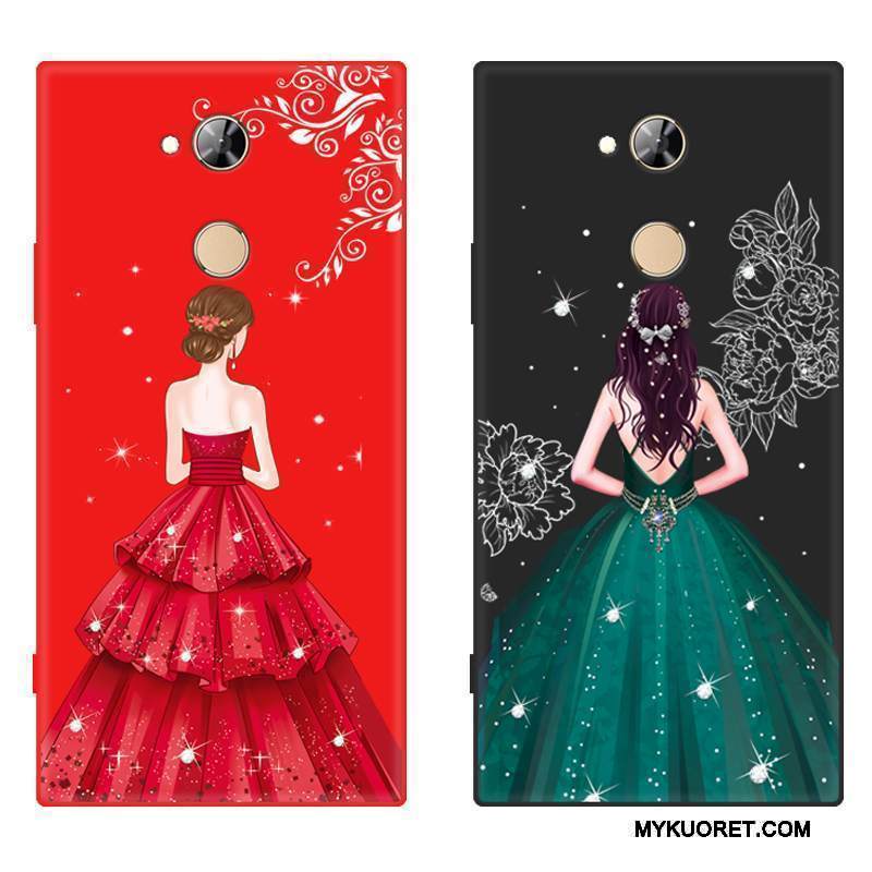 Kuori Sony Xperia L2 Silikoni Pesty Suede Puhelimen Kuoret, Kotelo Sony Xperia L2 Suojaus Murtumaton Punainen