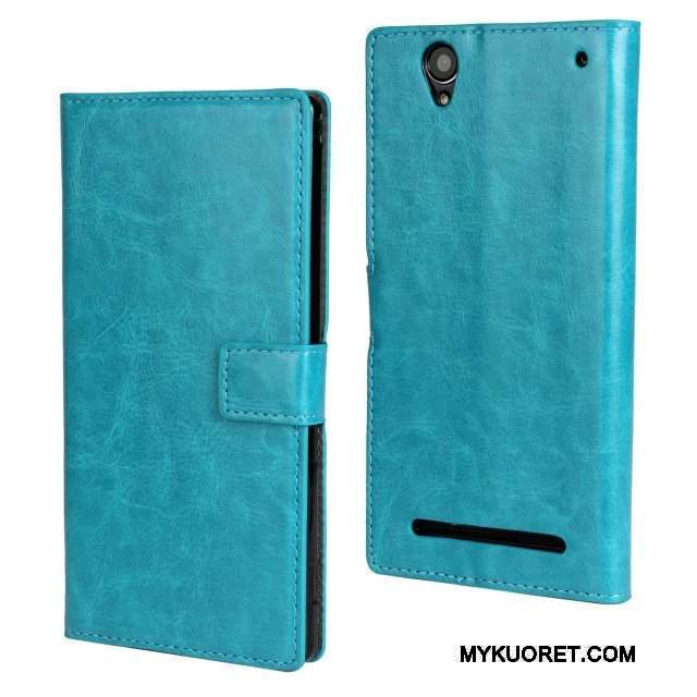 Kuori Sony Xperia T2 Nahka Sininen, Kotelo Sony Xperia T2 Suojaus