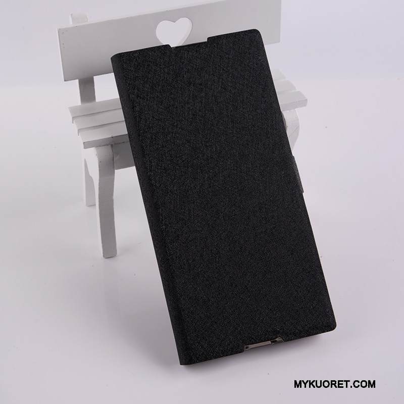 Kuori Sony Xperia Xa1 Ultra Nahka Musta Puhelimen Kuoret, Kotelo Sony Xperia Xa1 Ultra