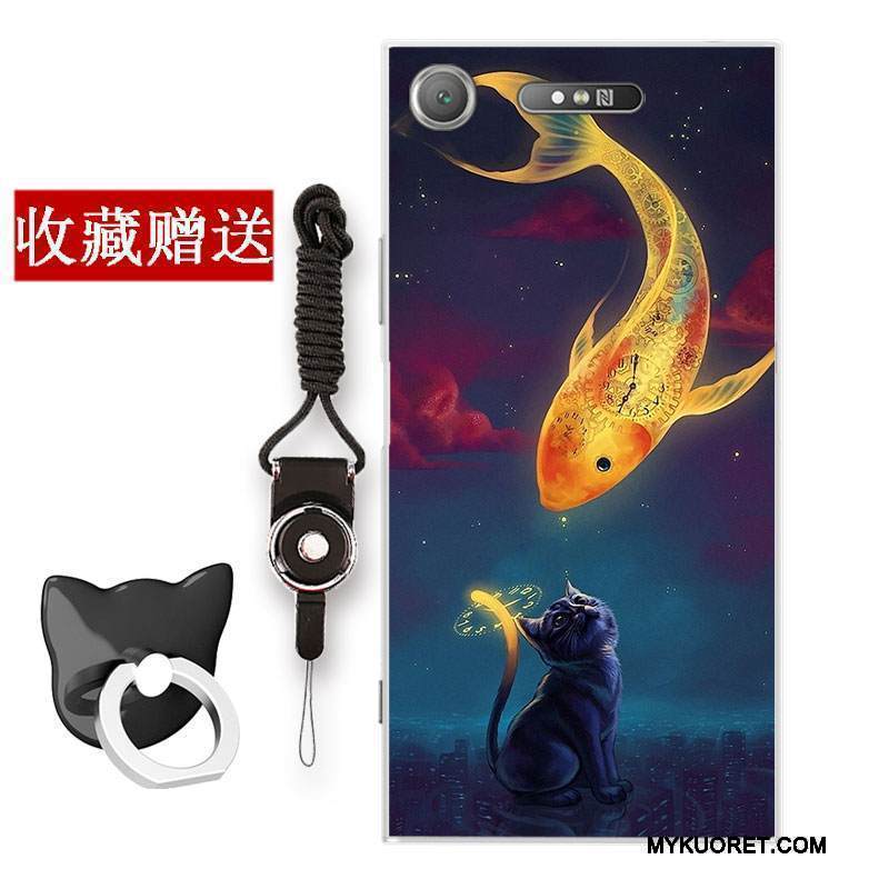 Kuori Sony Xperia Xz1 Compact Pehmeä Neste Puhelimen Kuoret Tuuli, Kotelo Sony Xperia Xz1 Compact Suojaus Taide Sininen