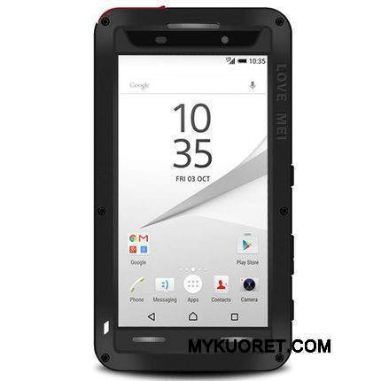 Kuori Sony Xperia Z5 Compact Metalli Murtumaton Kehys, Kotelo Sony Xperia Z5 Compact Suojaus Musta Pesty Suede