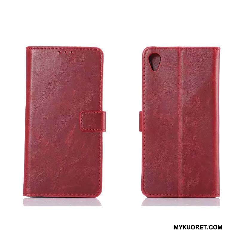 Kuori Sony Xperia Z5 Nahka Viini Punainen Puhelimen Kuoret, Kotelo Sony Xperia Z5 Suojaus