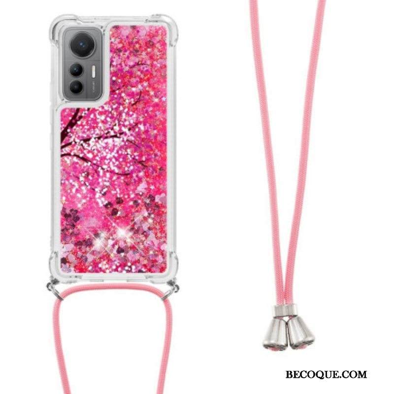 Kuori Xiaomi 12 Lite Kiristysnyörillä Paljetti Kiristysnauha Puu