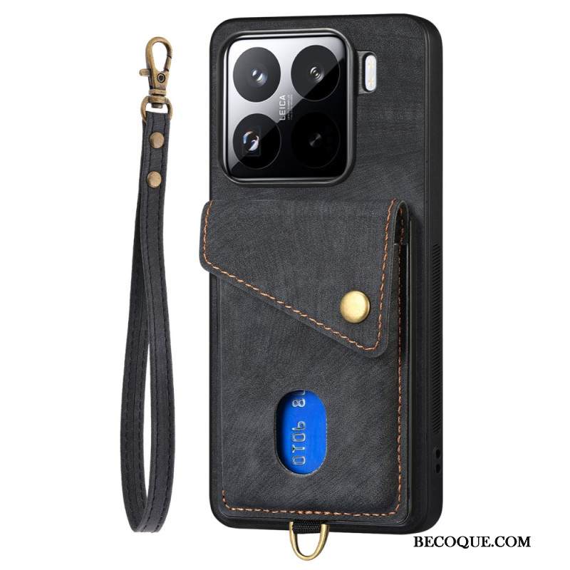 Kuori Xiaomi 15 Mokkanahkamainen Korttikotelo Ja Hihna