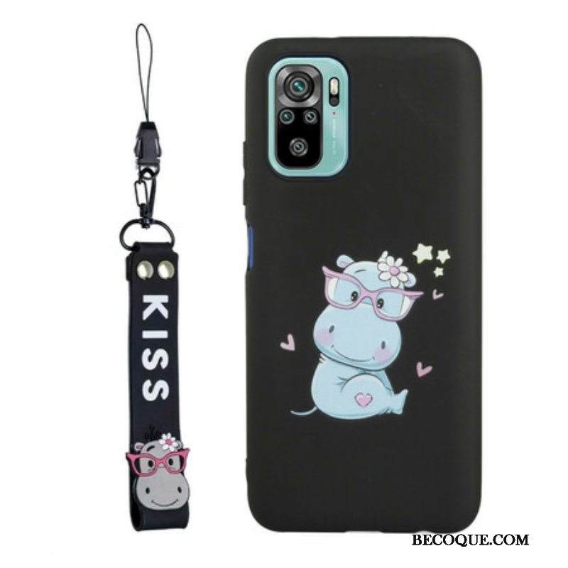Kuori Xiaomi Redmi Note 10 / 10S Hippo Kiss Lanyardilla