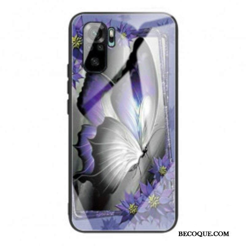 Kuori Xiaomi Redmi Note 10 / 10S Purple Butterfly Karkaistu Lasi