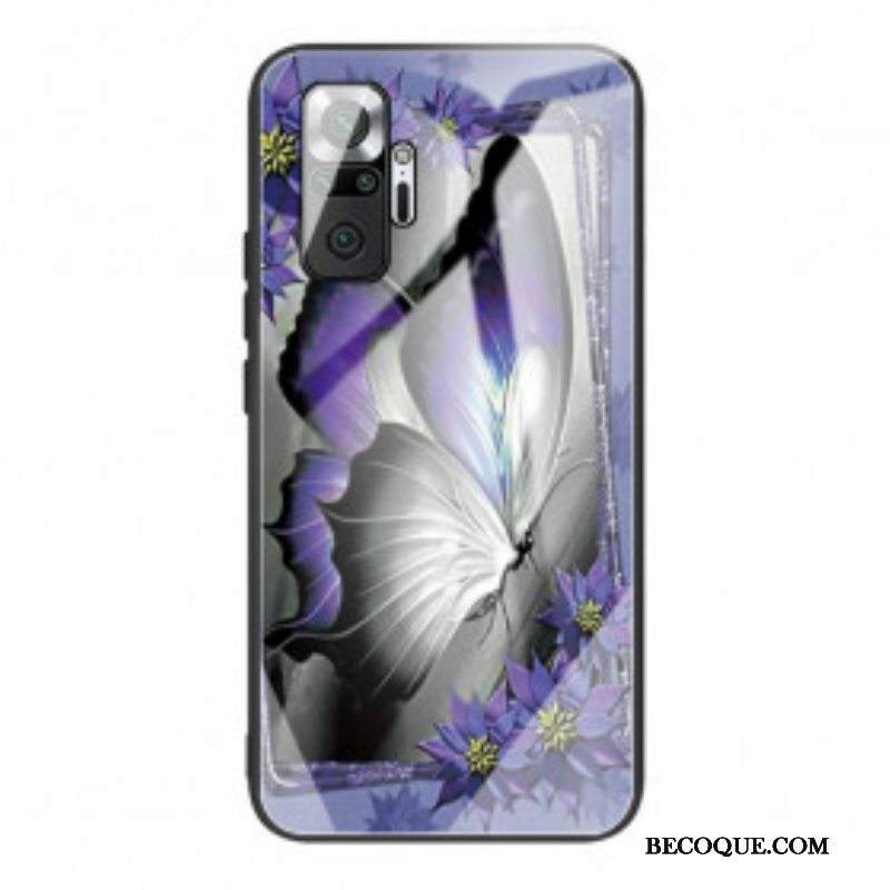 Kuori Xiaomi Redmi Note 10 Pro Purple Butterfly Karkaistu Lasi