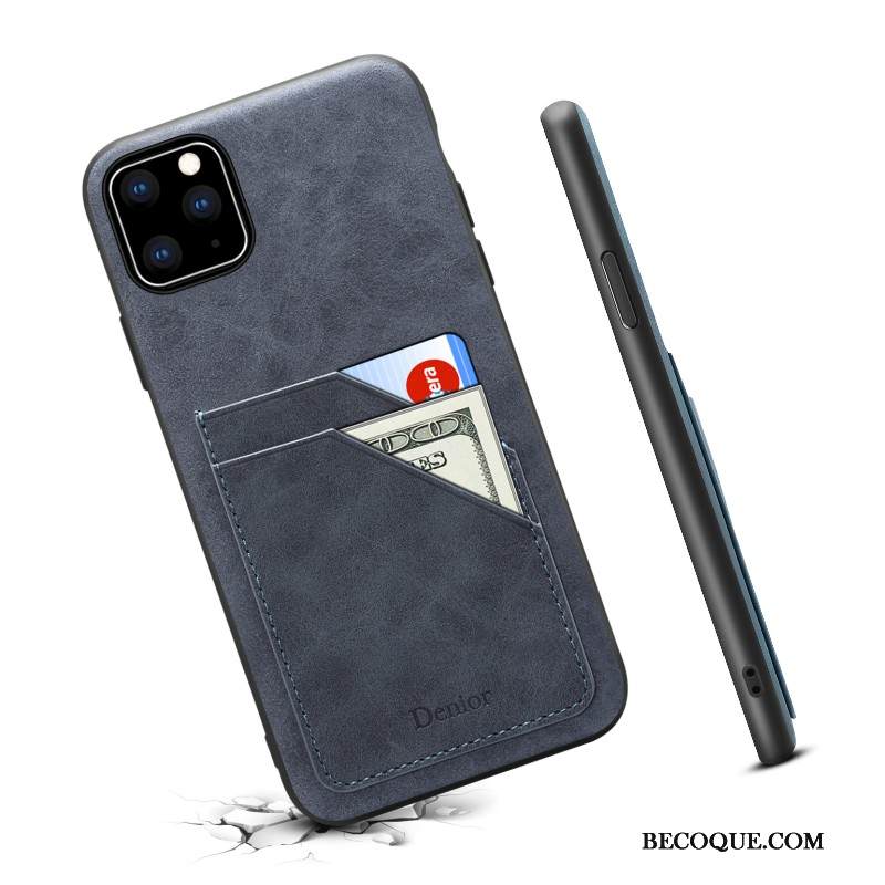 Kuori iPhone 11 Pro Max Laukut Harmaa Ohut, Kotelo iPhone 11 Pro Max Nahka Kortti Murtumaton