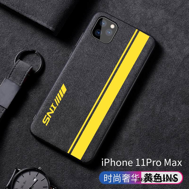 Kuori iPhone 11 Pro Max Nahka Persoonallisuus Liukumaton, Kotelo iPhone 11 Pro Max Laukut Musta Trendi