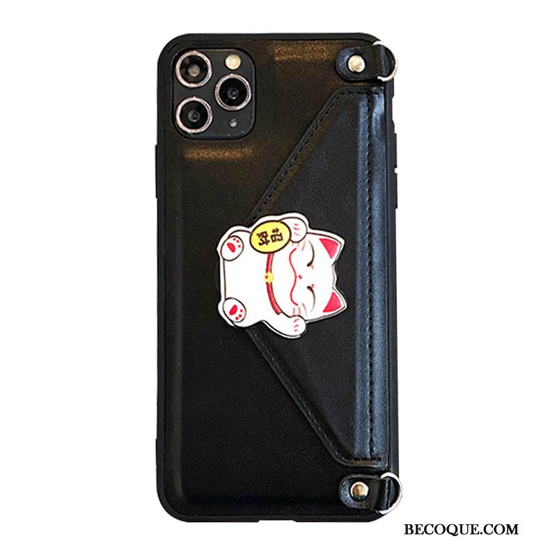 Kuori iPhone 11 Pro Max Nahka Puhelimen Kuoret Musta, Kotelo iPhone 11 Pro Max Salkku Kova Murtumaton