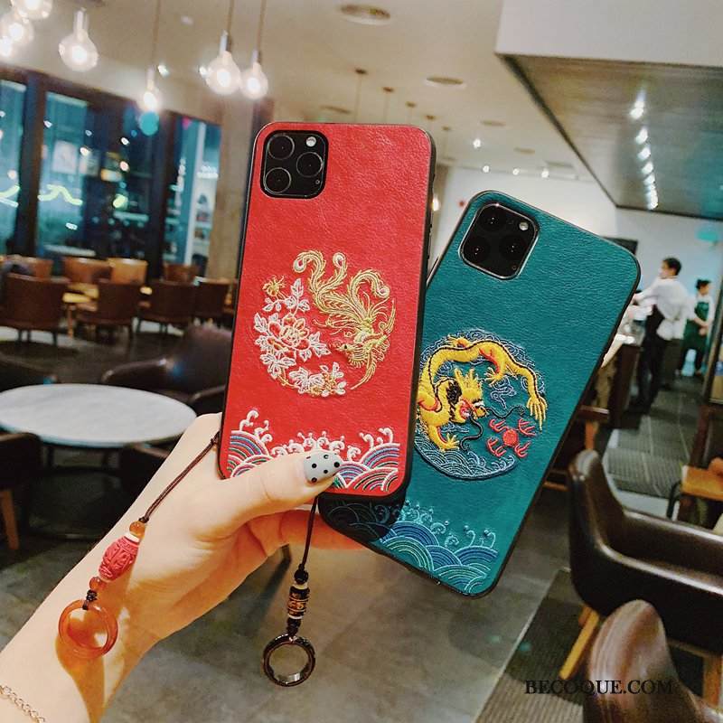 Kuori iPhone 11 Pro Max Nahka Puhelimen Kuoret Rakastunut, Kotelo iPhone 11 Pro Max Pehmeä Neste Kiinalainen Tyyli Kukkakuvio