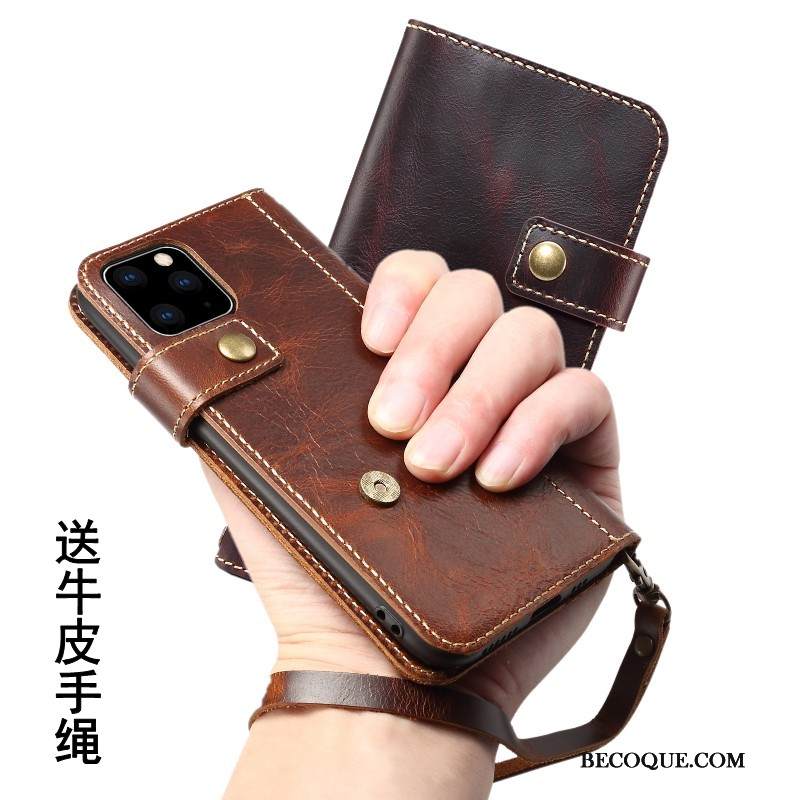 Kuori iPhone 11 Pro Max Suojaus Lehmä Murtumaton, Kotelo iPhone 11 Pro Max Nahka Punainen Puhelimen Kuoret
