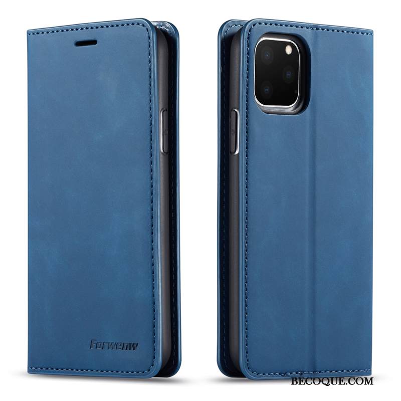 Kuori iPhone 11 Pro Nahka Liiketoiminta Sininen, Kotelo iPhone 11 Pro Kuoret Trendi Puhelimen Kuoret