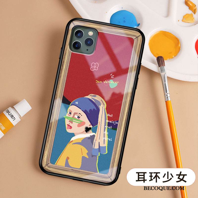 Kuori iPhone 11 Pro Vuosikerta Persoonallisuus Öljyvärimaalaus, Kotelo iPhone 11 Pro Laukut Rakastunut Punainen