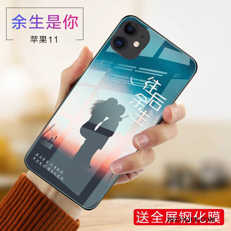 Kuori iPhone 11 Suojaus Puhelimen Kuoret Sininen, Kotelo iPhone 11 Lasi Net Red