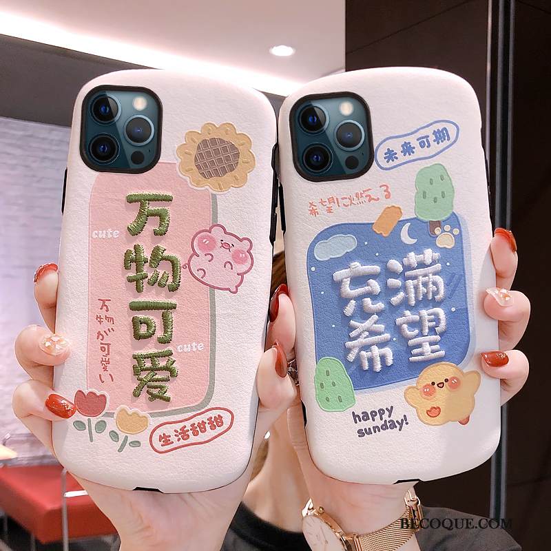 Kuori iPhone 12 Pro Pehmeä Neste Puhelimen Kuoret Vaalean, Kotelo iPhone 12 Pro Laukut Kirjonta Net Red