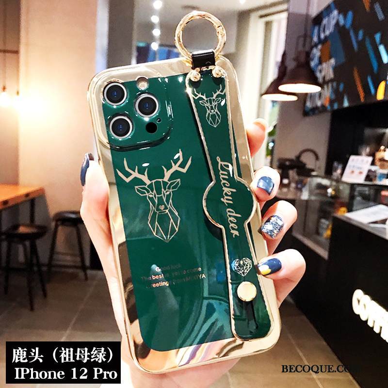 Kuori iPhone 12 Pro Tuki Net Red Persoonallisuus, Kotelo iPhone 12 Pro Laukut Ylellisyys Vihreä