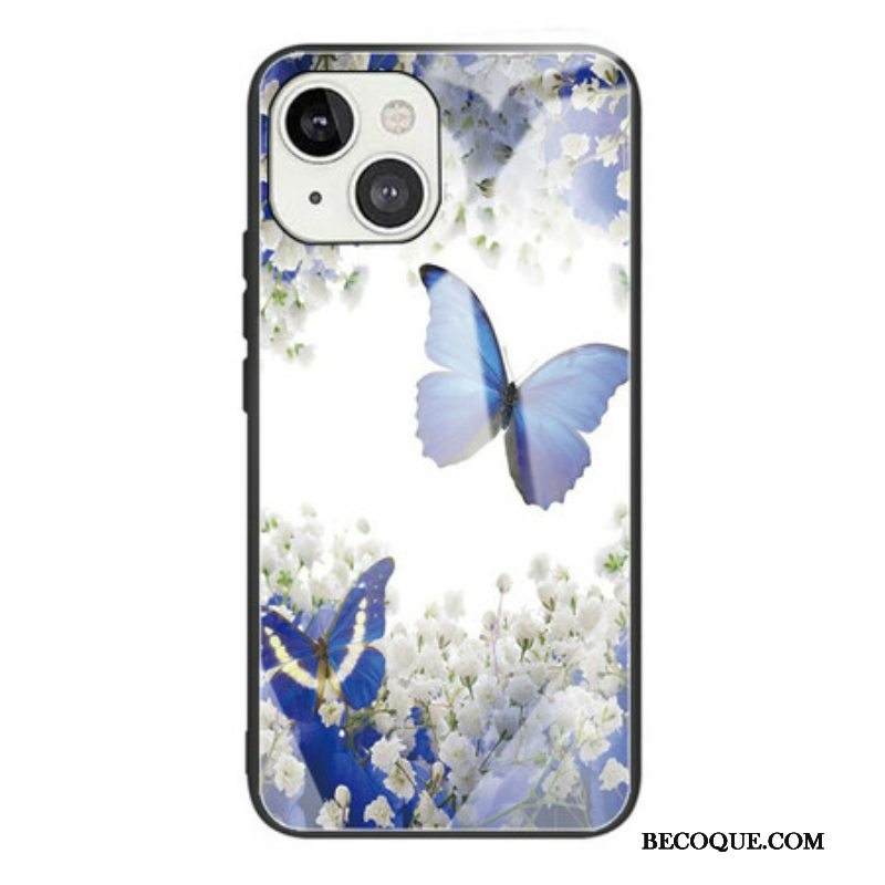 Kuori iPhone 13 Mini Butterflies Design Karkaistu Lasi