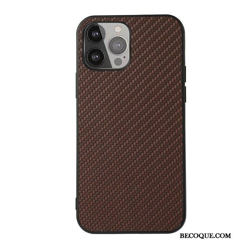 Kuori iPhone 13 Pro Max Nahkavaikutteinen Hiilikuiturakenne