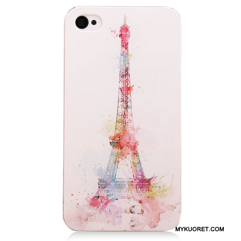 Kuori iPhone 4/4s Suojaus Takakansi Viini Punainen, Kotelo iPhone 4/4s Sarjakuva Trendi Valkoinen