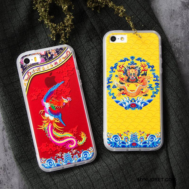 Kuori iPhone 5/5s Laukut Murtumaton Kiinalainen Tyyli, Kotelo iPhone 5/5s Suojaus Trendi Punainen