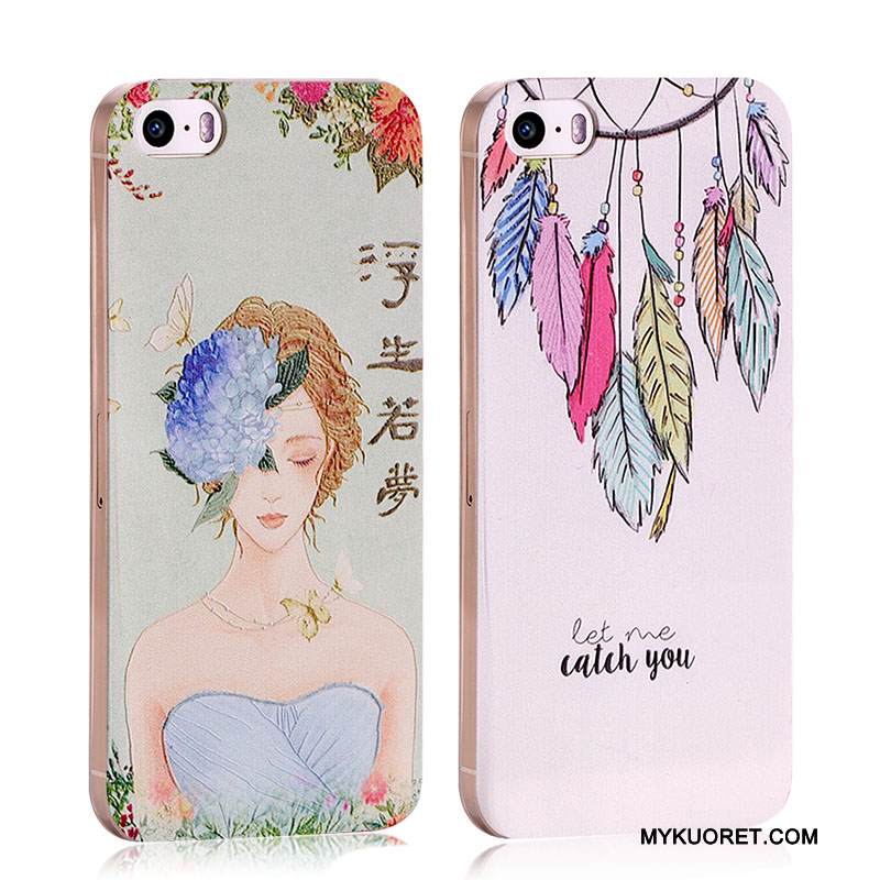 Kuori iPhone 5/5s Pehmeä Neste Ihana Puhelimen Kuoret, Kotelo iPhone 5/5s Monivärinen Rengas Muokata