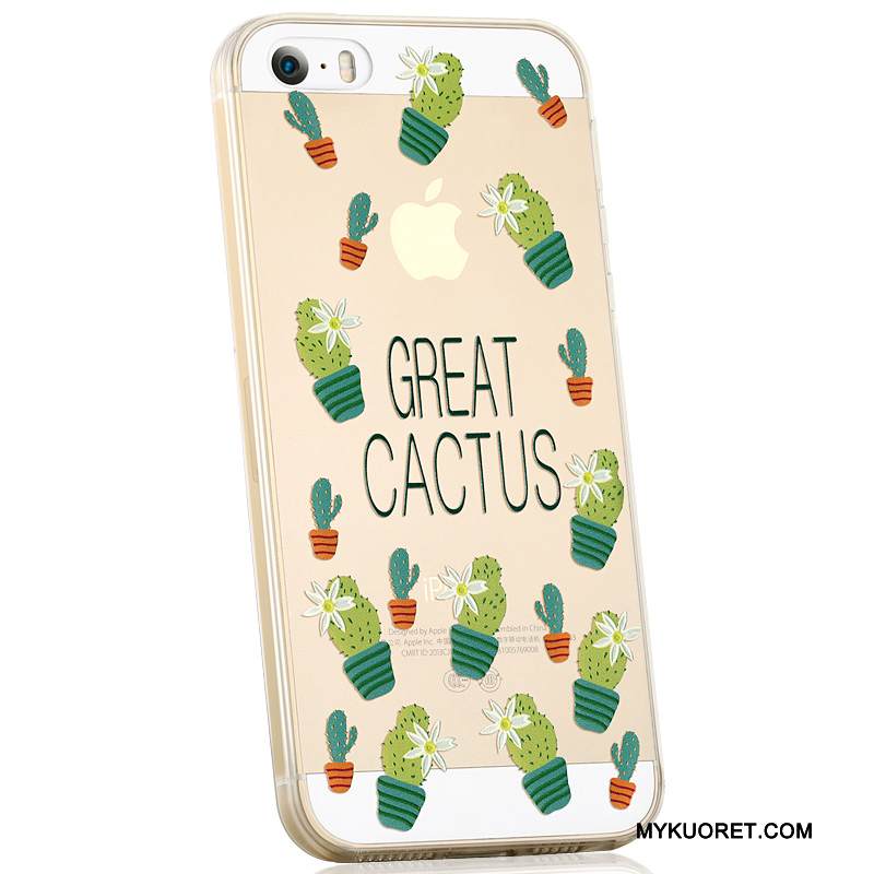 Kuori iPhone 5/5s Pehmeä Neste Puhelimen Kuoret Ihana, Kotelo iPhone 5/5s Sarjakuva Trendi Vihreä