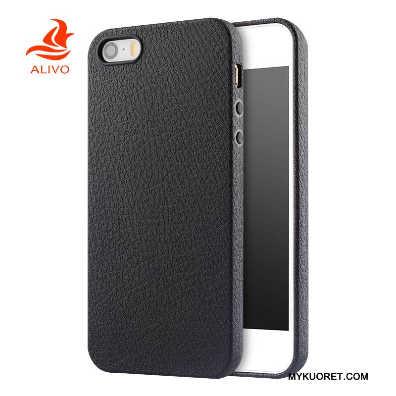 Kuori iPhone 5/5s Suojaus Puhelimen Kuoret Murtumaton, Kotelo iPhone 5/5s Pehmeä Neste Musta