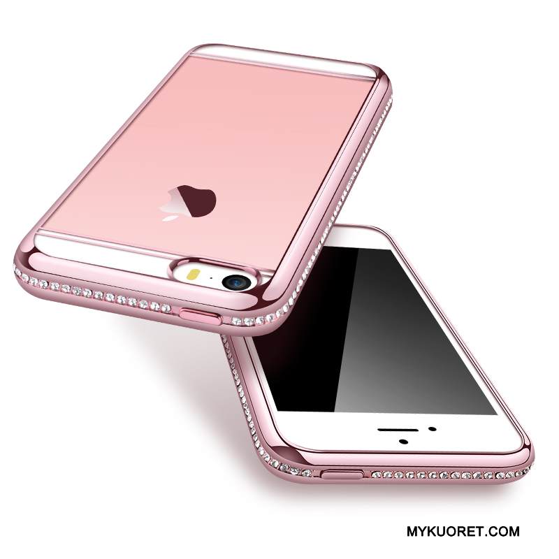 Kuori iPhone 5/5s Ylellisyys Pinkki Kulta, Kotelo iPhone 5/5s Suojaus Puhelimen Kuoret Trendi