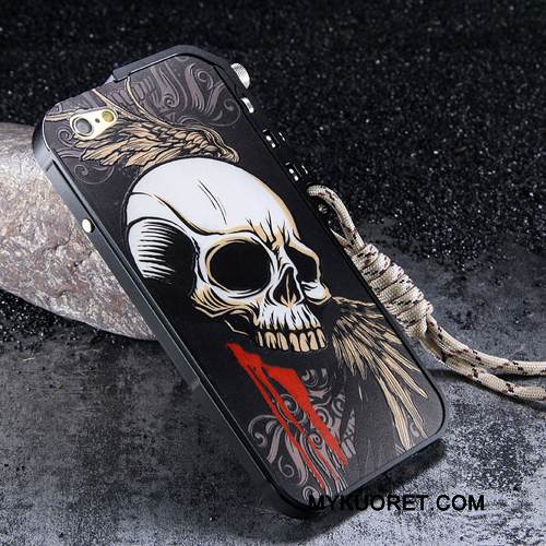 Kuori iPhone 6/6s Laukut Murtumaton Musta, Kotelo iPhone 6/6s Metalli Kehys Koneet
