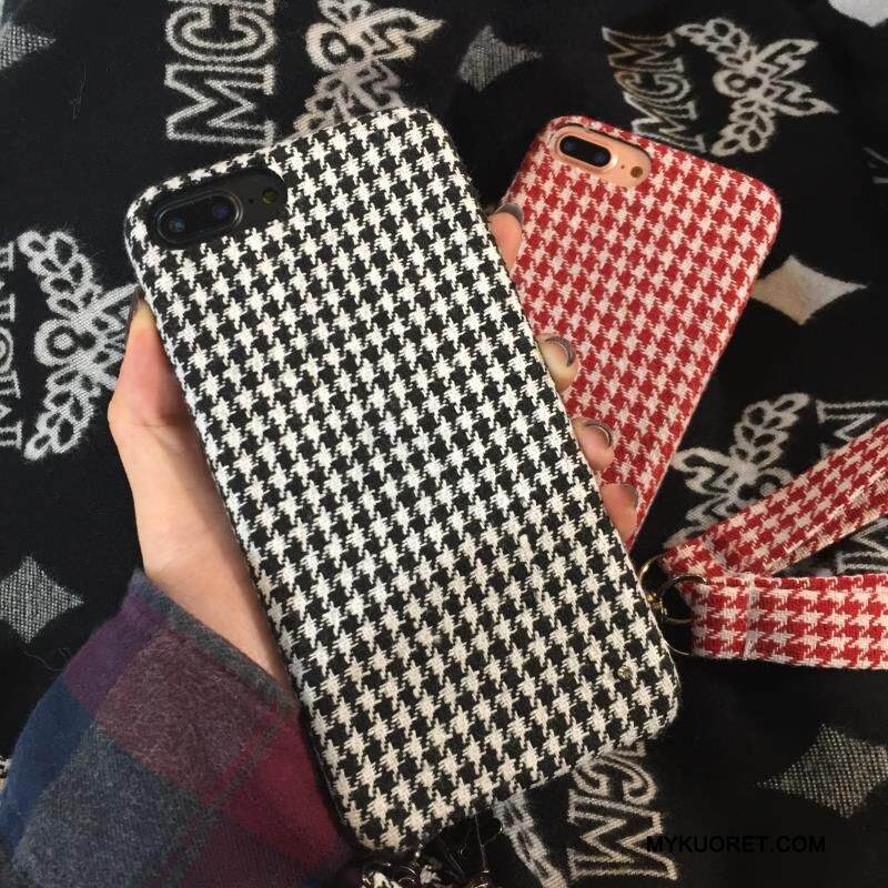Kuori iPhone 6/6s Pehmeä Neste Musta Pleedi, Kotelo iPhone 6/6s Luova Flanelli Valkoinen