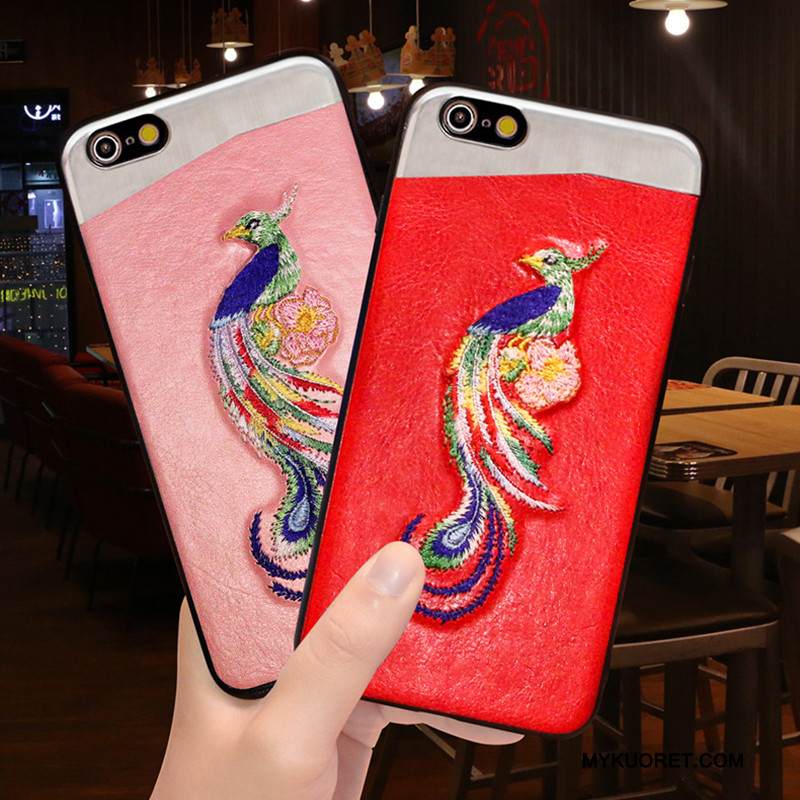 Kuori iPhone 6/6s Pehmeä Neste Persoonallisuus Murtumaton, Kotelo iPhone 6/6s Suojaus Jauhe Punainen