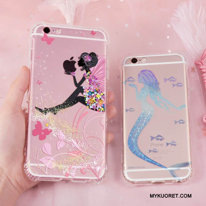 Kuori iPhone 6/6s Pehmeä Neste Ripustettavat Koristeet Murtumaton, Kotelo iPhone 6/6s Kohokuviointi Suupaltti Jauhe