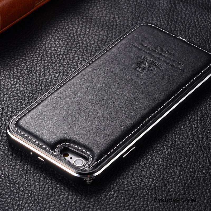 Kuori iPhone 6/6s Plus Metalli Liiketoiminta Puhelimen Kuoret, Kotelo iPhone 6/6s Plus Nahka Musta