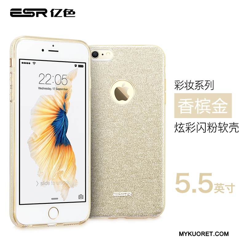 Kuori iPhone 6/6s Plus Pehmeä Neste Jauhe Kulta, Kotelo iPhone 6/6s Plus Silikoni Uusi Net Red