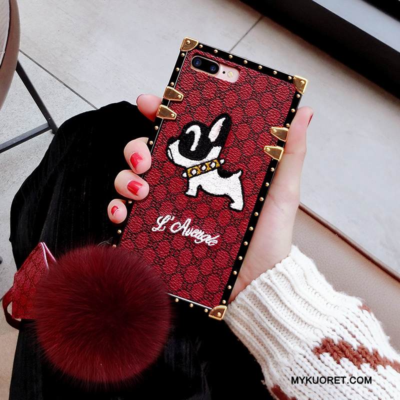 Kuori iPhone 6/6s Plus Pehmeä Neste Persoonallisuus Kirjonta, Kotelo iPhone 6/6s Plus Laukut Punainen Pompon