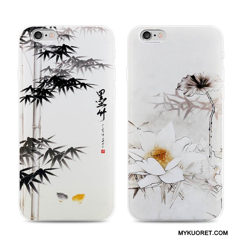 Kuori iPhone 6/6s Plus Suojaus Murtumaton Valkoinen, Kotelo iPhone 6/6s Plus Luova Puhelimen Kuoret Kiinalainen Tyyli