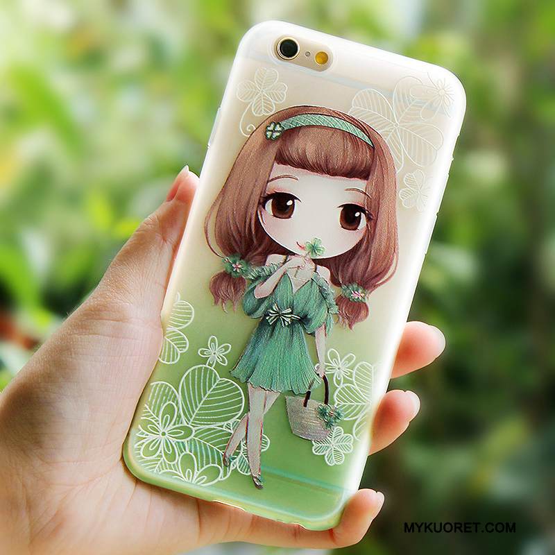 Kuori iPhone 6/6s Suojaus Puhelimen Kuoret Persoonallisuus, Kotelo iPhone 6/6s Pehmeä Neste Vihreä Trendi