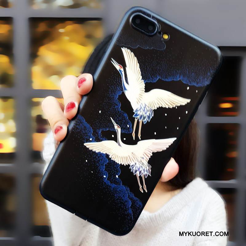 Kuori iPhone 7 Laukut Kiinalainen Tyyli Murtumaton, Kotelo iPhone 7 Pehmeä Neste Musta Puhelimen Kuoret