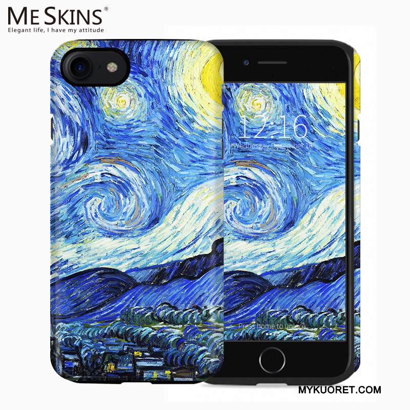 Kuori iPhone 7 Laukut Sininen Pesty Suede, Kotelo iPhone 7 Pehmeä Neste Puhelimen Kuoret Double Hame