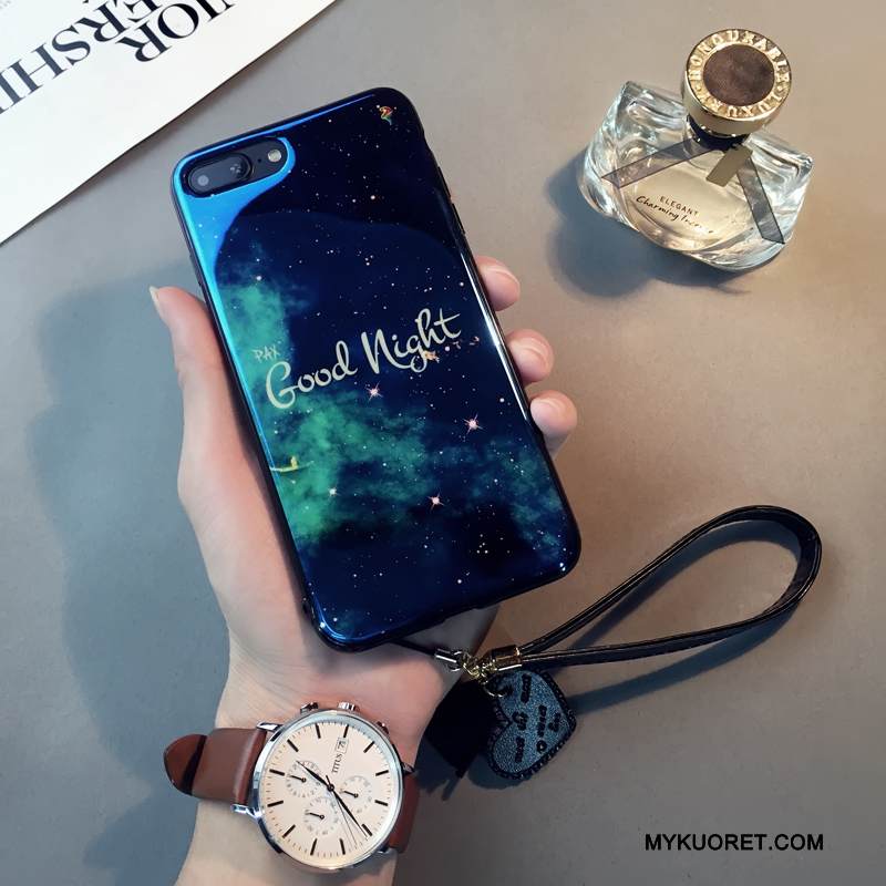 Kuori iPhone 7 Pehmeä Neste Murtumaton Persoonallisuus, Kotelo iPhone 7 Silikoni Ripustettavat Koristeet Sininen