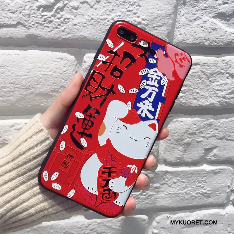 Kuori iPhone 8 Laukut Persoonallisuus Kissa, Kotelo iPhone 8 Pehmeä Neste Punainen Trendi