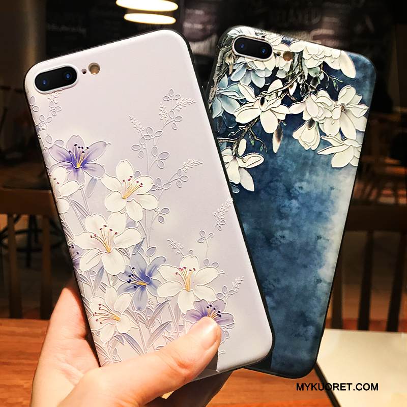 Kuori iPhone 8 Laukut Puhelimen Kuoret Eurooppa, Kotelo iPhone 8 Kohokuviointi Sininen Kauneus