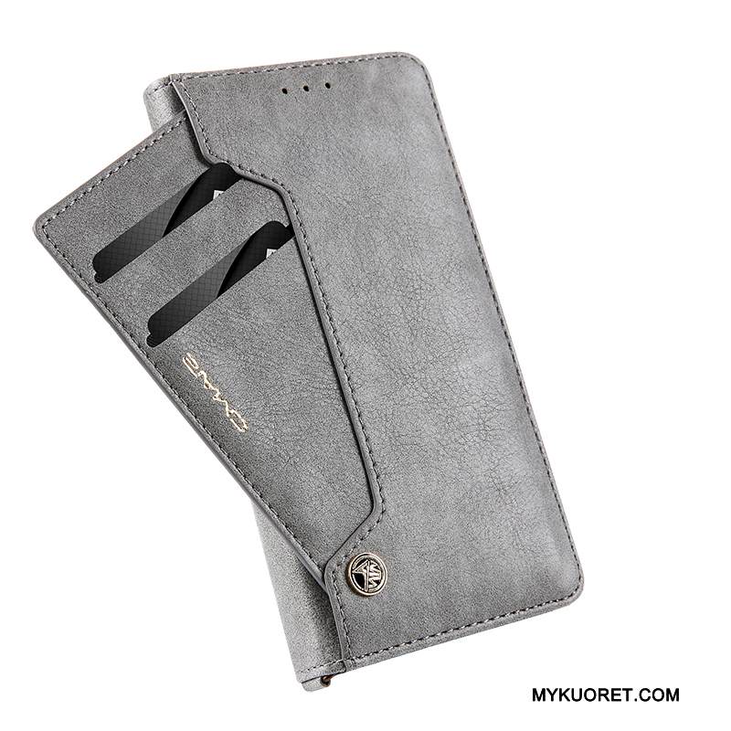 Kuori iPhone 8 Laukut Puhelimen Kuoret Kortti, Kotelo iPhone 8 Nahka Harmaa Liiketoiminta