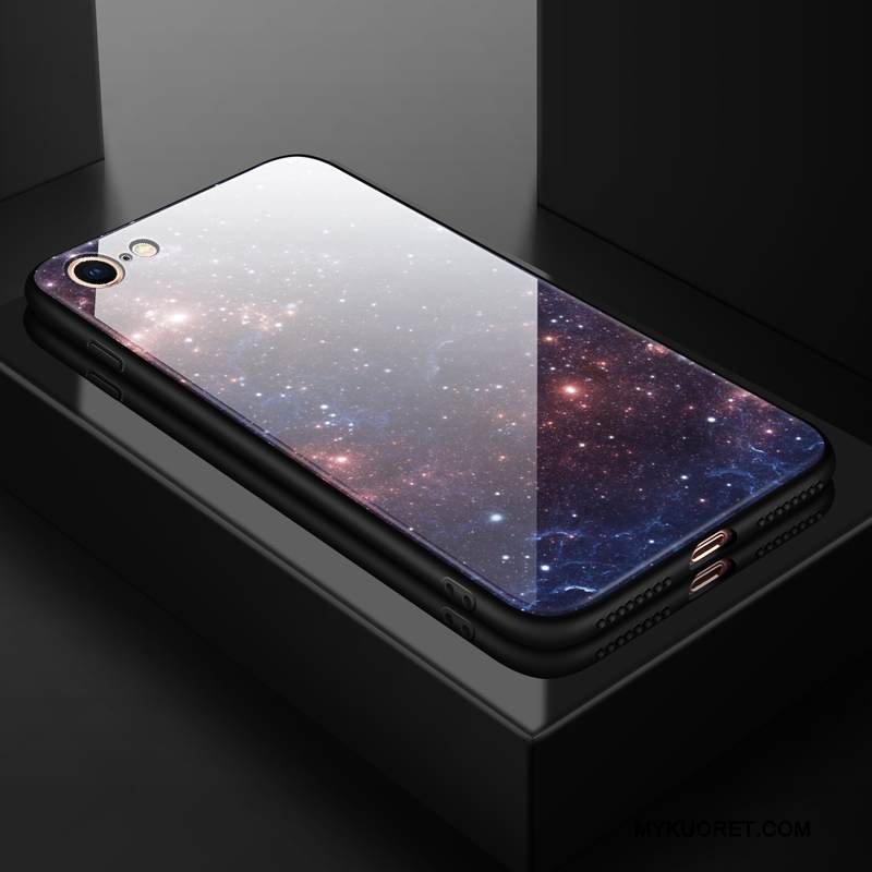 Kuori iPhone 8 Pehmeä Neste Tähtitaivas Violetti, Kotelo iPhone 8 Lasi Puhelimen Kuoret