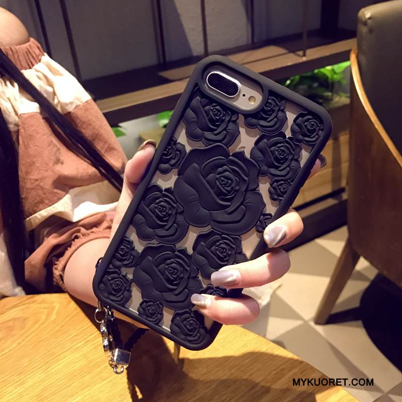 Kuori iPhone 8 Plus Laukut Murtumaton Puhelimen Kuoret, Kotelo iPhone 8 Plus Silikoni Punainen Pesty Suede